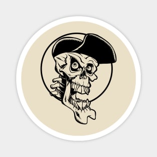 Laughing skull with cap (black outline) Magnet